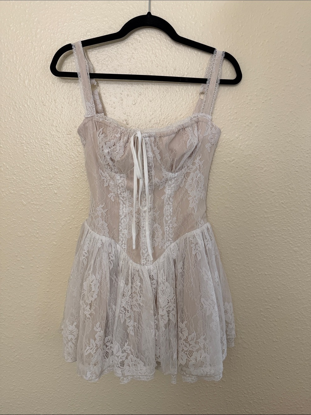 The Vintage Shop Ivory Lace Corset Mini Dress